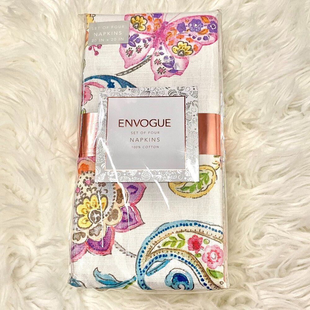 Envogue set of 4 Floral 100% cotton napkins